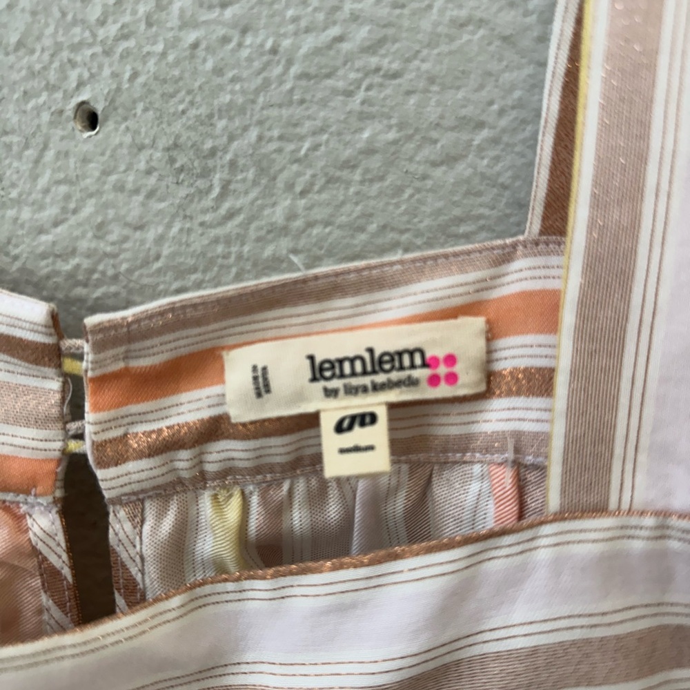 Anthro lemlem white pink metallic sleeveless a-line maxi dress women’s M - Picture 5 of 5